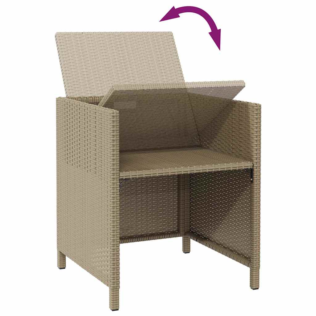 2 db bézs polyrattan kerti szék lábtartókkal 7