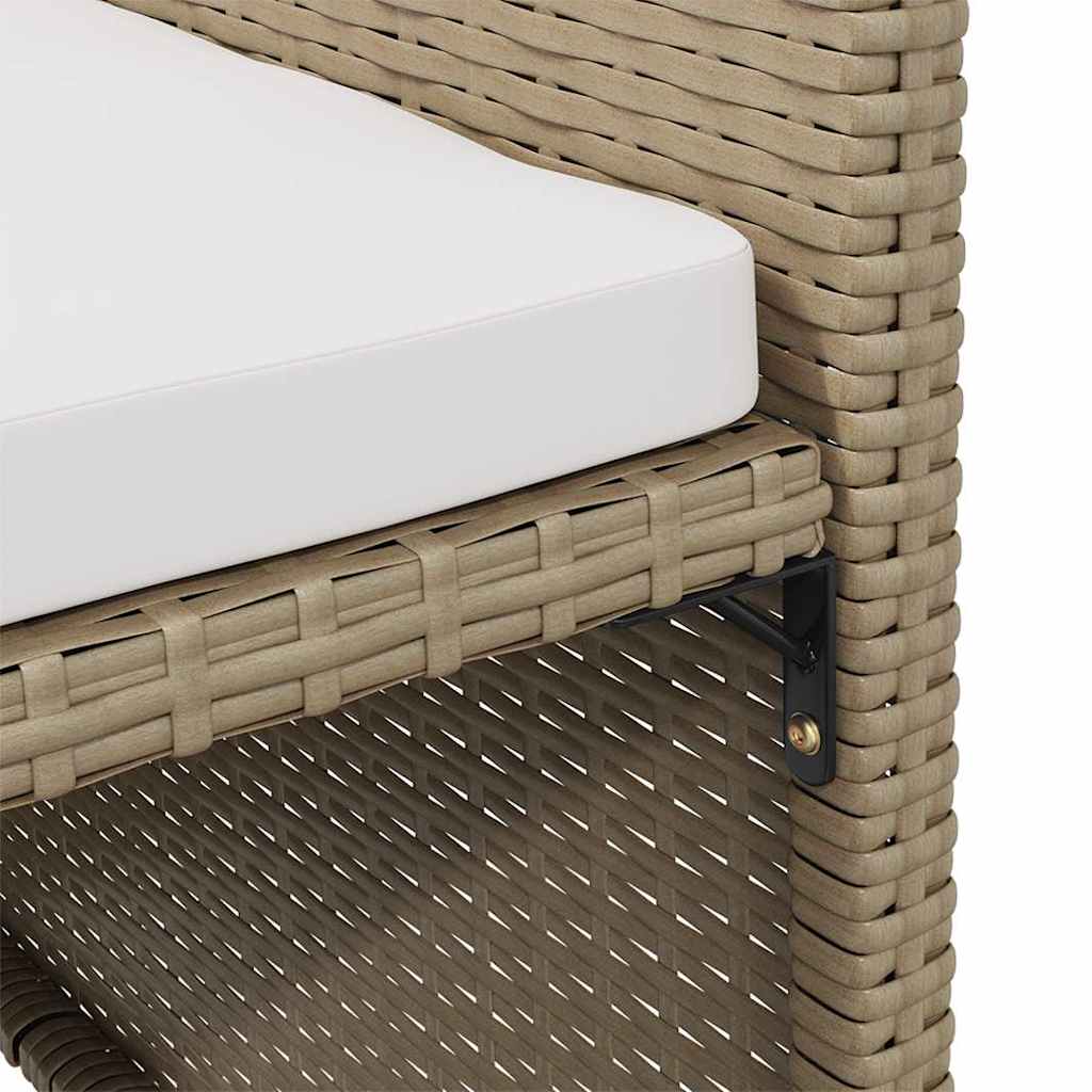 2 db bézs polyrattan kerti szék lábtartókkal 8