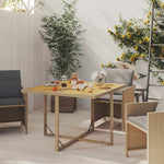 Bézs polyrattan és tömör akácfa kerti asztal 109 x 107 x 74 cm 3