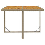 Bézs polyrattan és tömör akácfa kerti asztal 109 x 107 x 74 cm 4