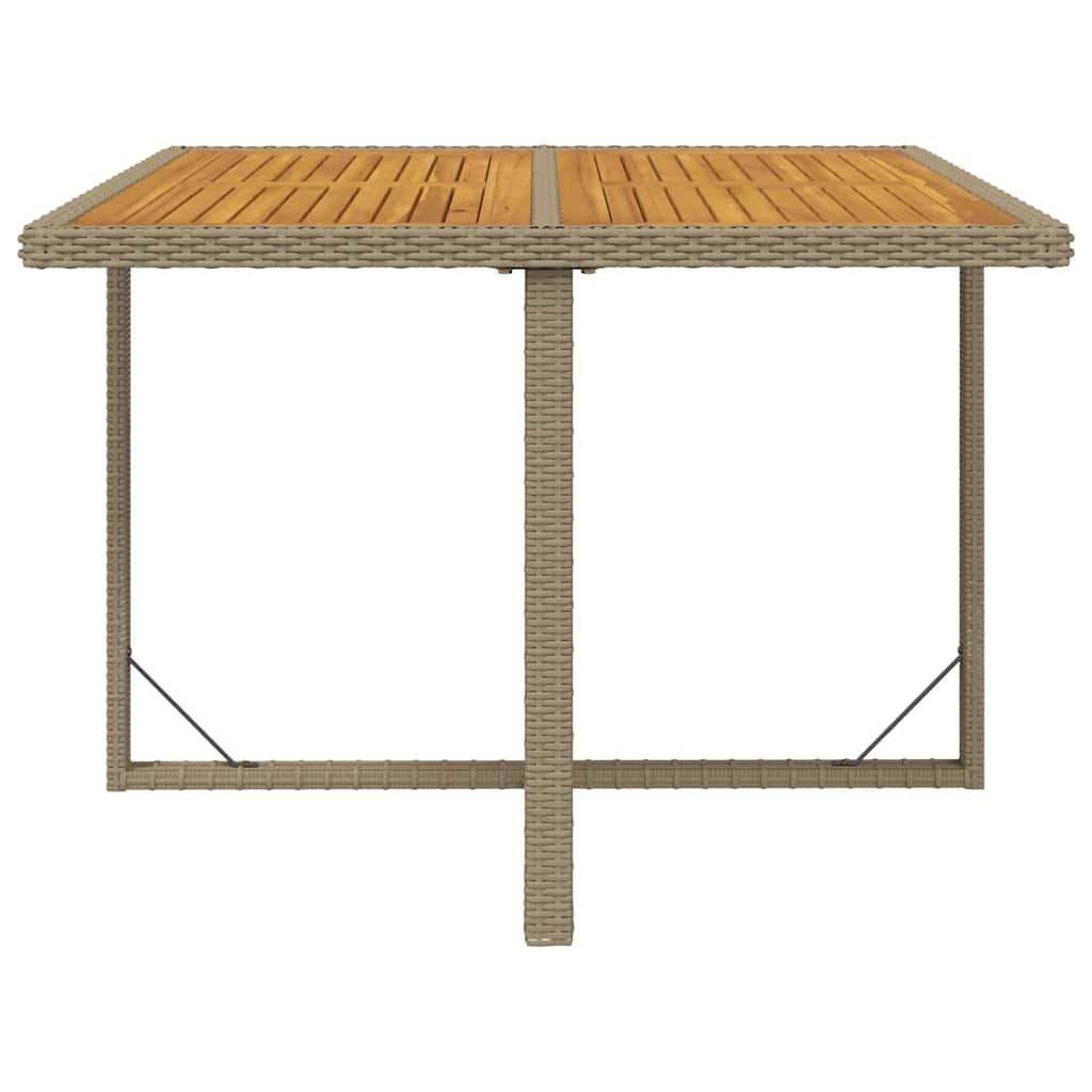 Bézs polyrattan és tömör akácfa kerti asztal 109 x 107 x 74 cm 4