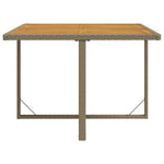 Bézs polyrattan és tömör akácfa kerti asztal 109 x 107 x 74 cm 5