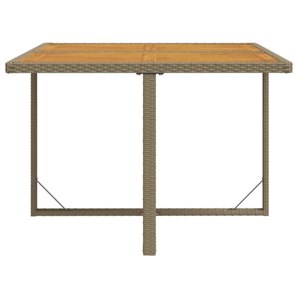 Bézs polyrattan és tömör akácfa kerti asztal 109 x 107 x 74 cm 5