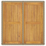 Bézs polyrattan és tömör akácfa kerti asztal 109 x 107 x 74 cm 6