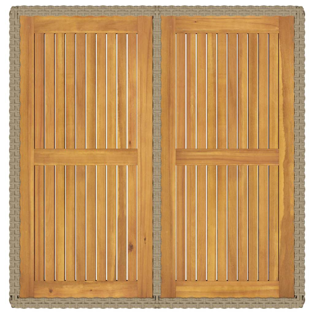 Bézs polyrattan és tömör akácfa kerti asztal 109 x 107 x 74 cm 6