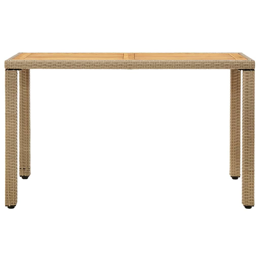Bézs polyrattan és tömör akácfa kerti asztal 123 x 60 x 74 cm 2