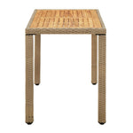 Bézs polyrattan és tömör akácfa kerti asztal 123 x 60 x 74 cm 3