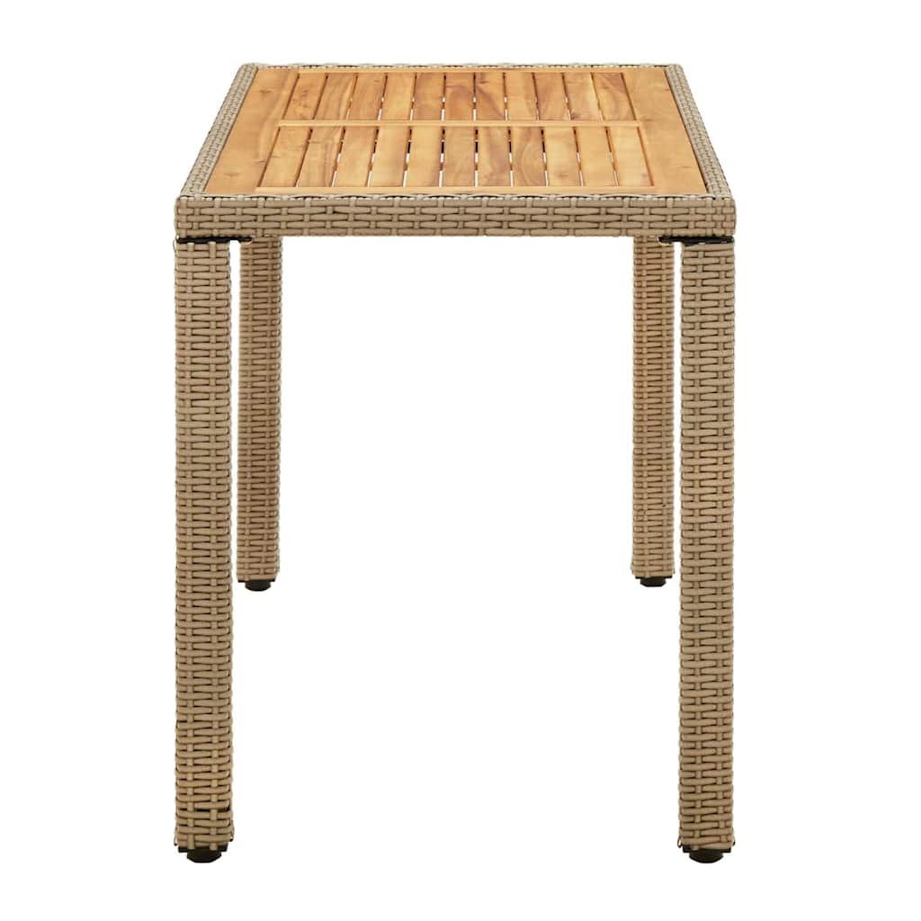 Bézs polyrattan és tömör akácfa kerti asztal 123 x 60 x 74 cm 3