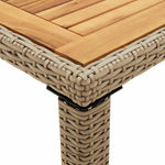 Bézs polyrattan és tömör akácfa kerti asztal 123 x 60 x 74 cm 5