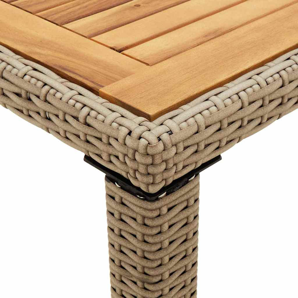 Bézs polyrattan és tömör akácfa kerti asztal 123 x 60 x 74 cm 5