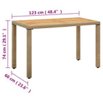 Bézs polyrattan és tömör akácfa kerti asztal 123 x 60 x 74 cm 6