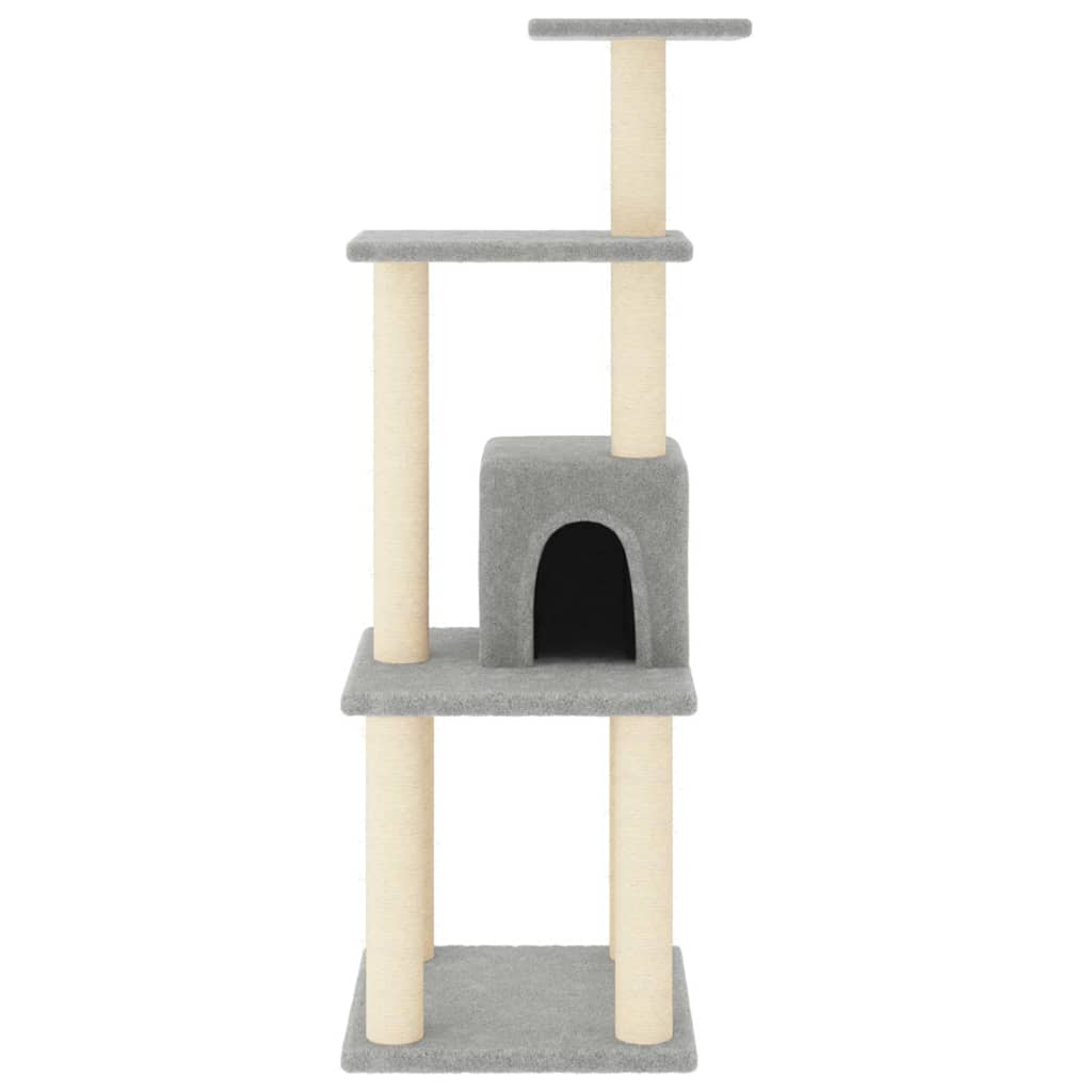 Világosszürke macskabútor szizál kaparófákkal 105 cm 3