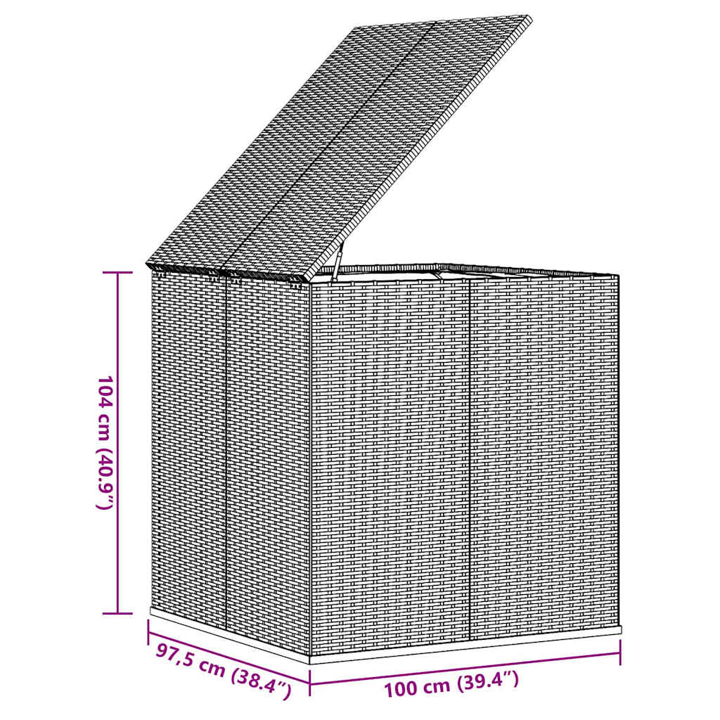Szürke polyrattan kerti párnatartó doboz 100 x 97,5 x 104 cm 9