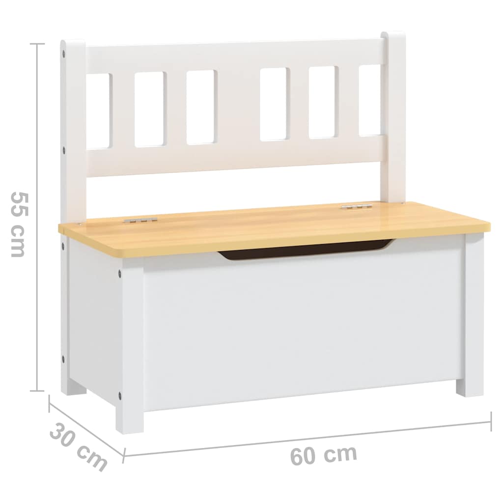 Fehér-bézs MDF gyermek tárolópad 60 x 30 x 55 cm 7