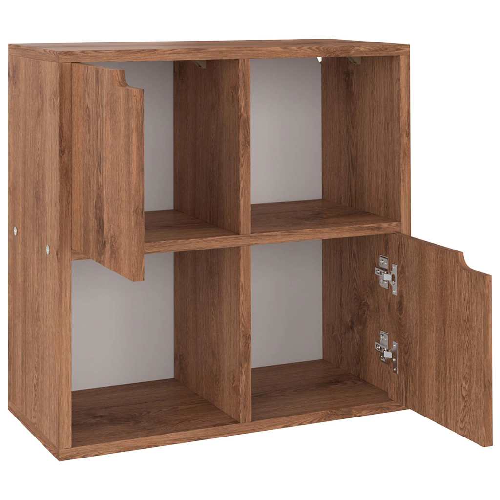 Barna tölgyszínű szerelt fa könyvespolc 60 x 27,5 x 59,5 cm 2
