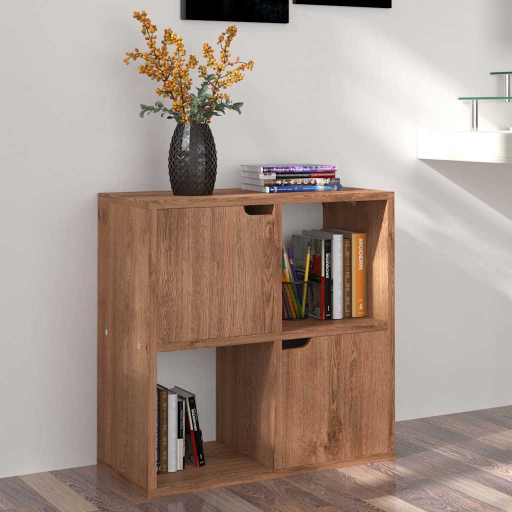 Barna tölgyszínű szerelt fa könyvespolc 60 x 27,5 x 59,5 cm 3