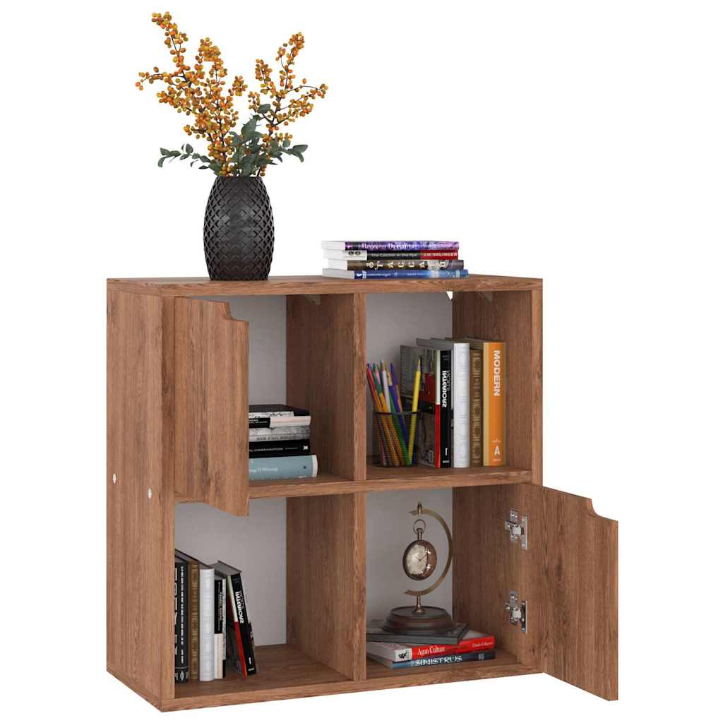 Barna tölgyszínű szerelt fa könyvespolc 60 x 27,5 x 59,5 cm 4