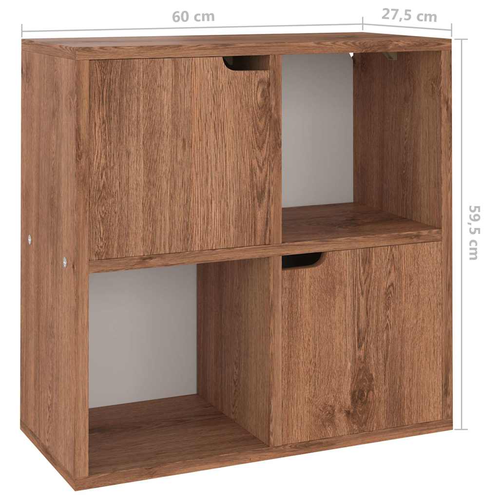 Barna tölgyszínű szerelt fa könyvespolc 60 x 27,5 x 59,5 cm 9
