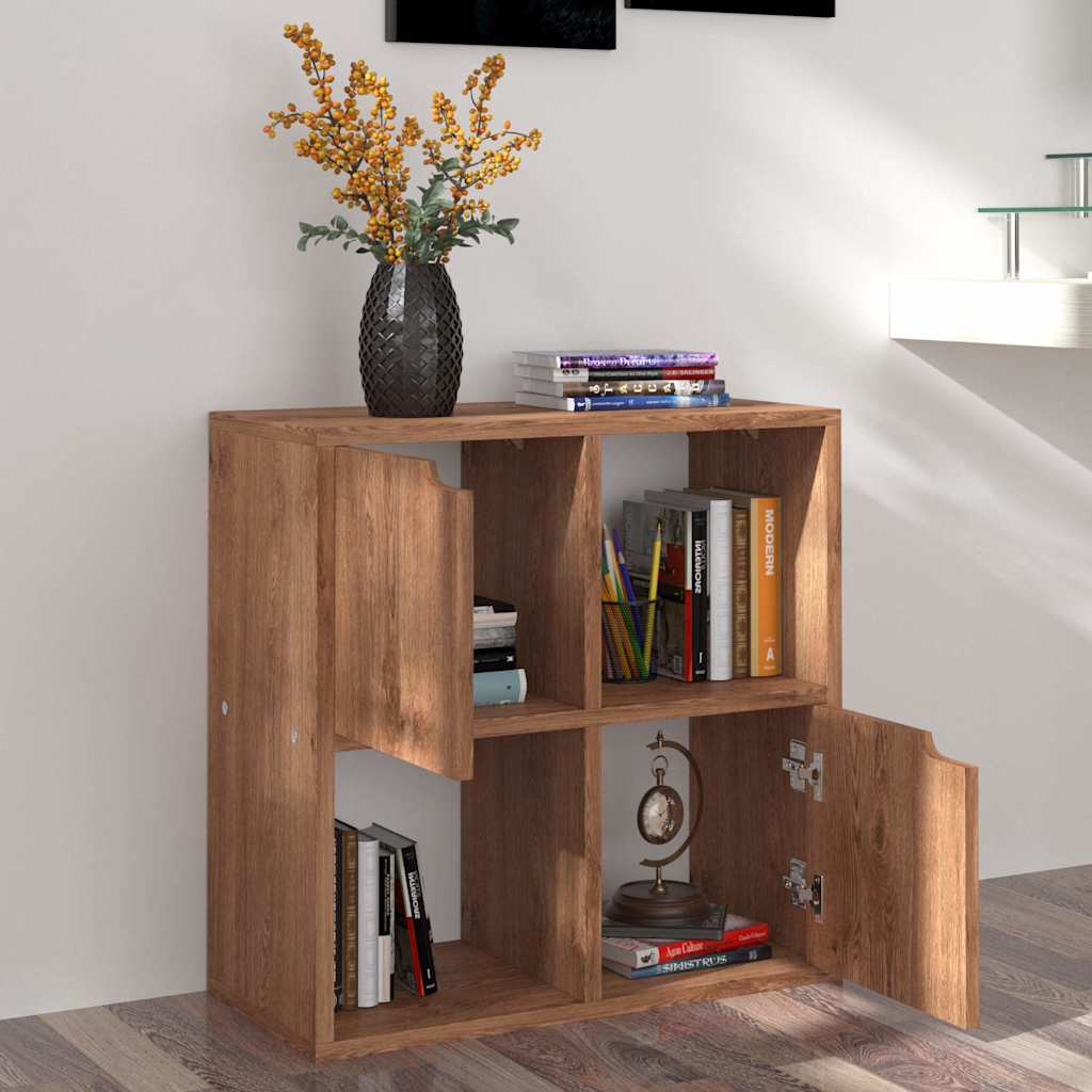 Barna tölgyszínű szerelt fa könyvespolc 60 x 27,5 x 59,5 cm