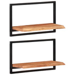 2 darab tömör akácfa és acél falipolc 60 x 25 x 35 cm 11