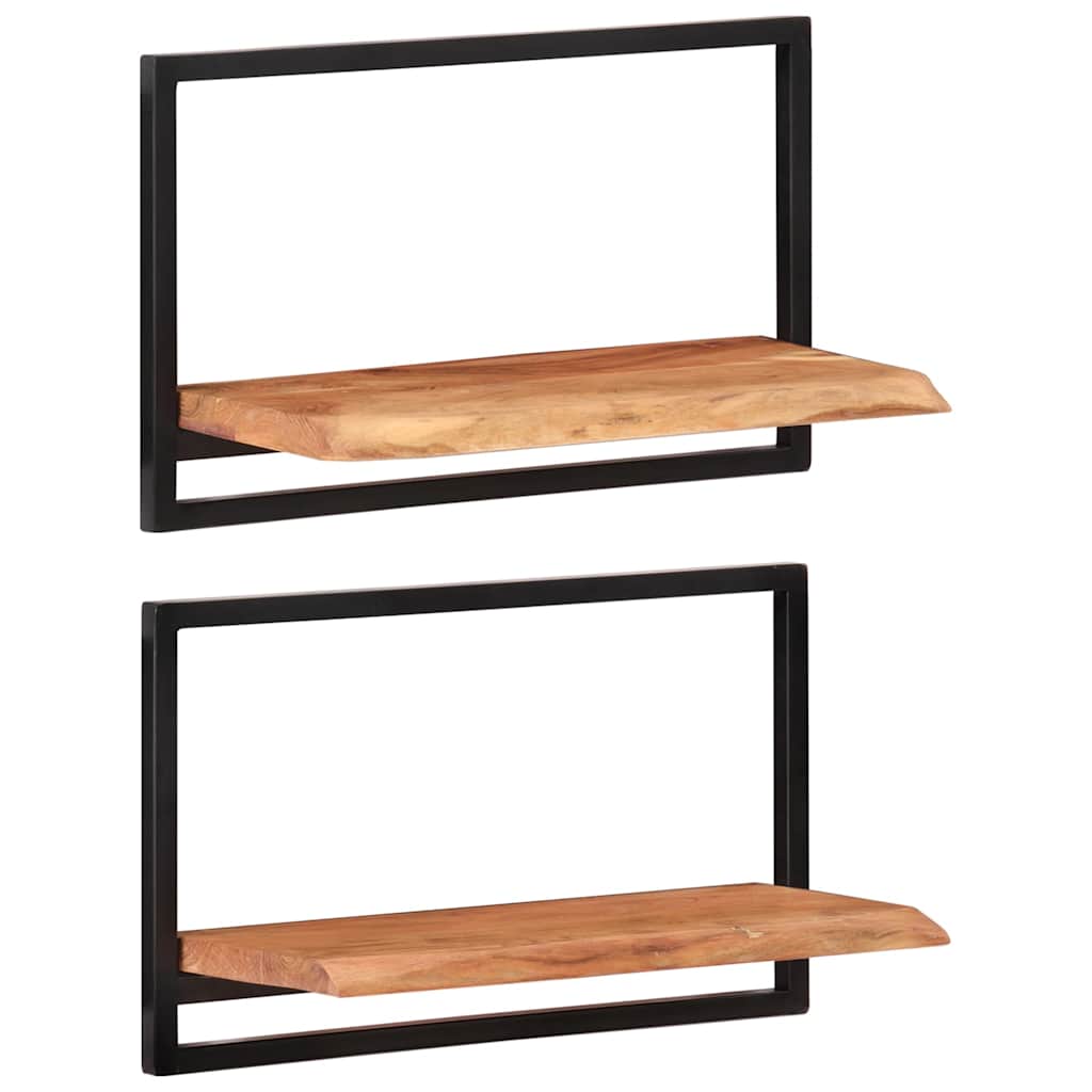 2 darab tömör akácfa és acél falipolc 60 x 25 x 35 cm 11