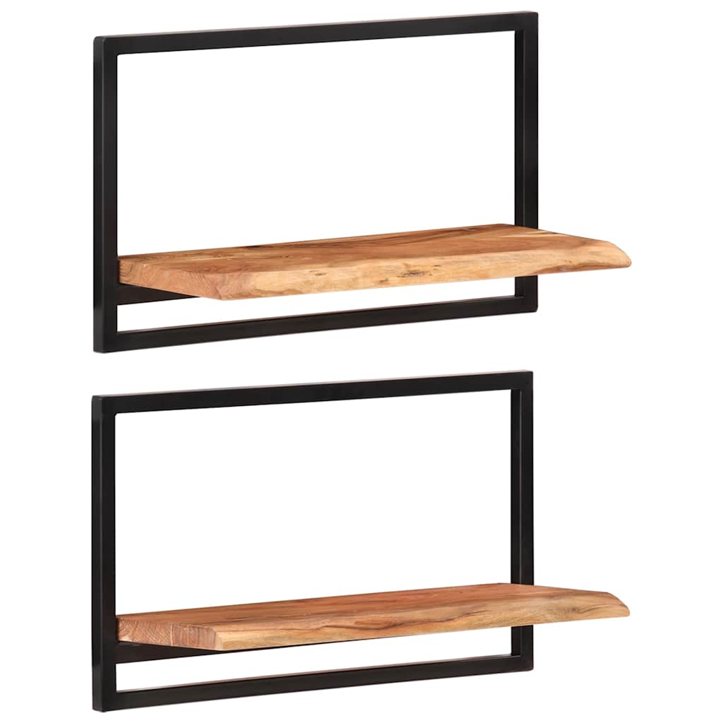 2 darab tömör akácfa és acél falipolc 60 x 25 x 35 cm 8