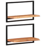 2 darab tömör akácfa és acél falipolc 60 x 25 x 35 cm 9