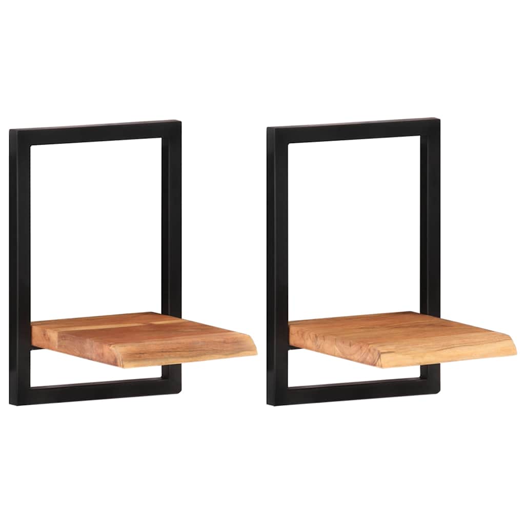 2 darab tömör akácfa és acél falipolc 25 x 25 x 35 cm 11