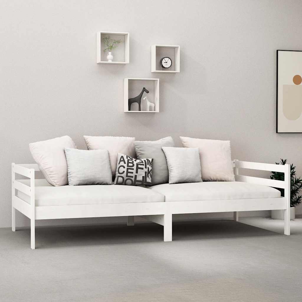 Fehér tömör fenyőfa dívány matraccal 90 x 200 cm 3