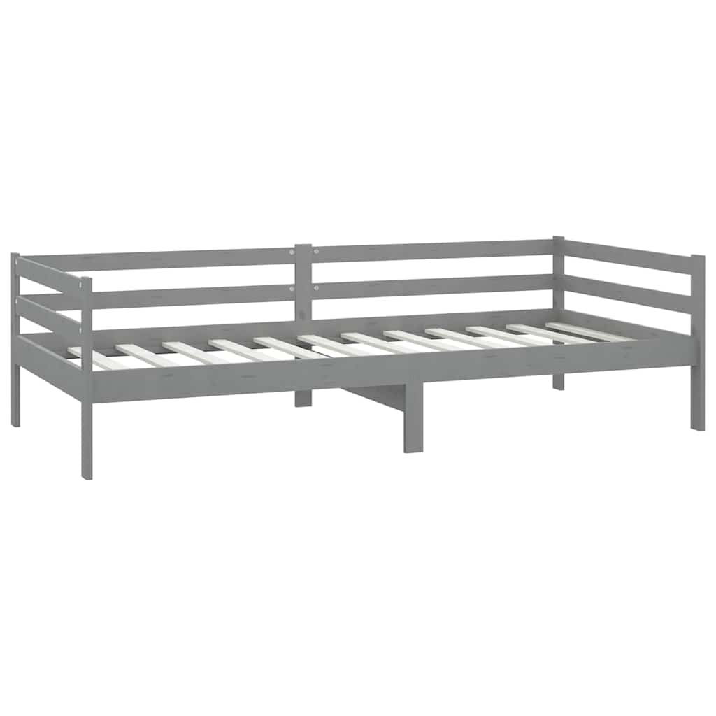 Szürke tömör fenyőfa dívány matraccal 90 x 200 cm 5