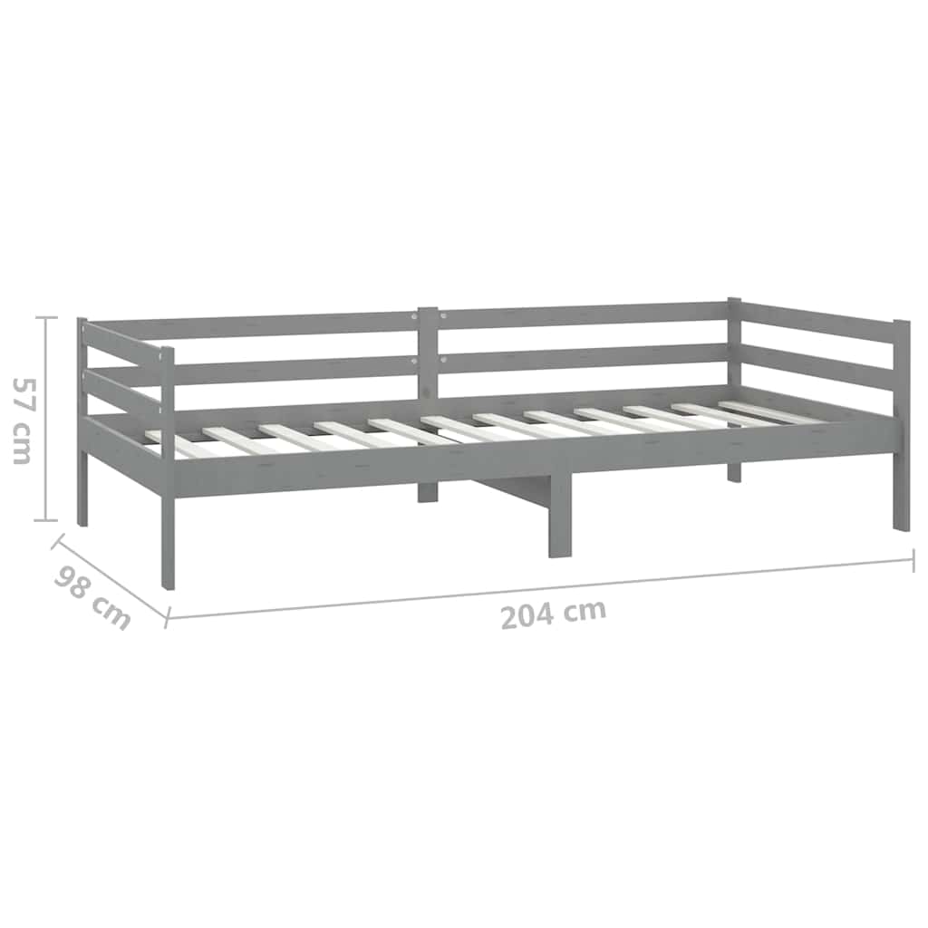 Szürke tömör fenyőfa dívány matraccal 90 x 200 cm 10