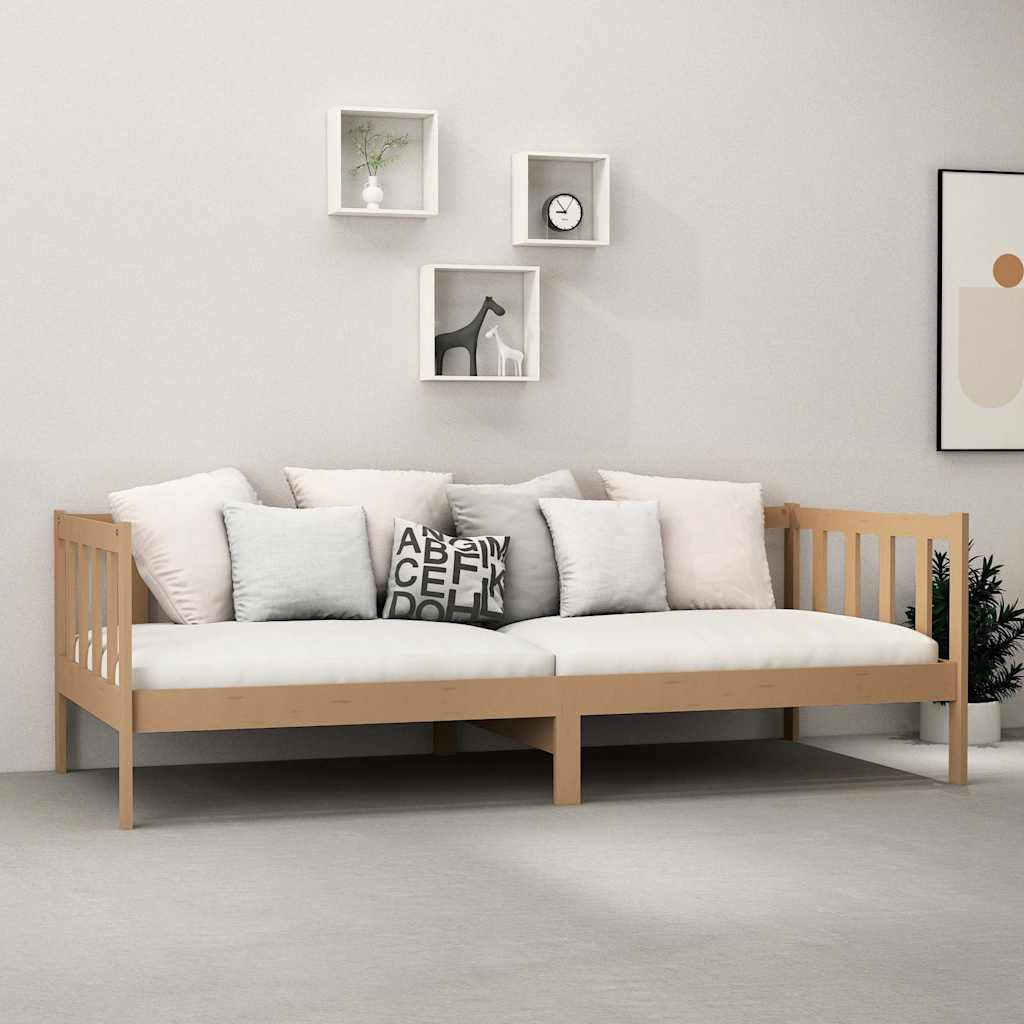 Mézbarna tömör fenyőfa dívány matraccal 90 x 200 cm 3