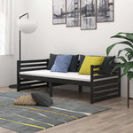 Fekete tömör fenyőfa dívány matraccal 90 x 200 cm 3