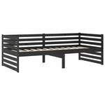 Fekete tömör fenyőfa dívány matraccal 90 x 200 cm 5