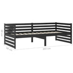 Fekete tömör fenyőfa dívány matraccal 90 x 200 cm 10