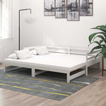 Fehér tömör fenyőfa kihúzható kanapéágy 2 x (90 x 200) cm