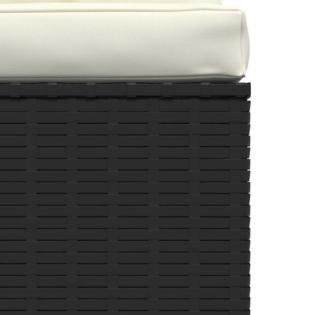 Fekete háromszemélyes polyrattan kanapé párnákkal 7