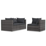 3 részes szürke polyrattan kerti ülőgarnitúra párnákkal 2