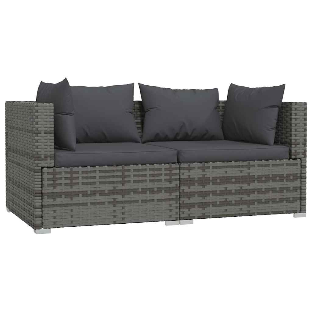 3 részes szürke polyrattan kerti ülőgarnitúra párnákkal 3