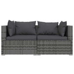 3 részes szürke polyrattan kerti ülőgarnitúra párnákkal 4