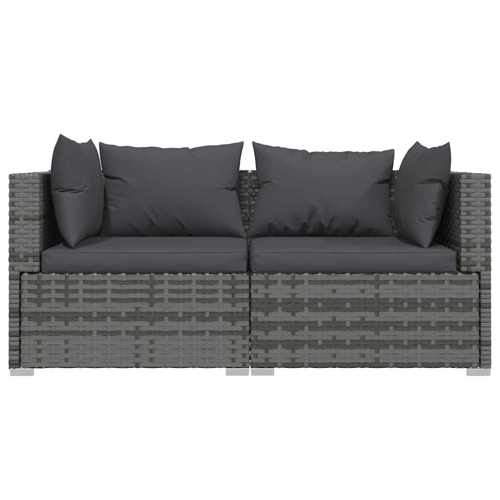 3 részes szürke polyrattan kerti ülőgarnitúra párnákkal 4