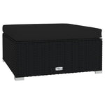 Fekete polyrattan kerti lábtartó párnával 70 x 70 x 30 cm 2