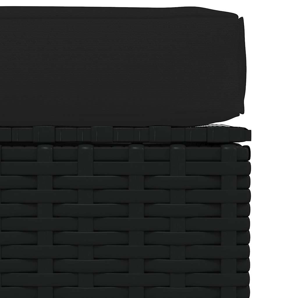 Fekete polyrattan kerti lábtartó párnával 70 x 70 x 30 cm 4