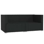Fekete kétszemélyes polyrattan kanapé párnákkal 4