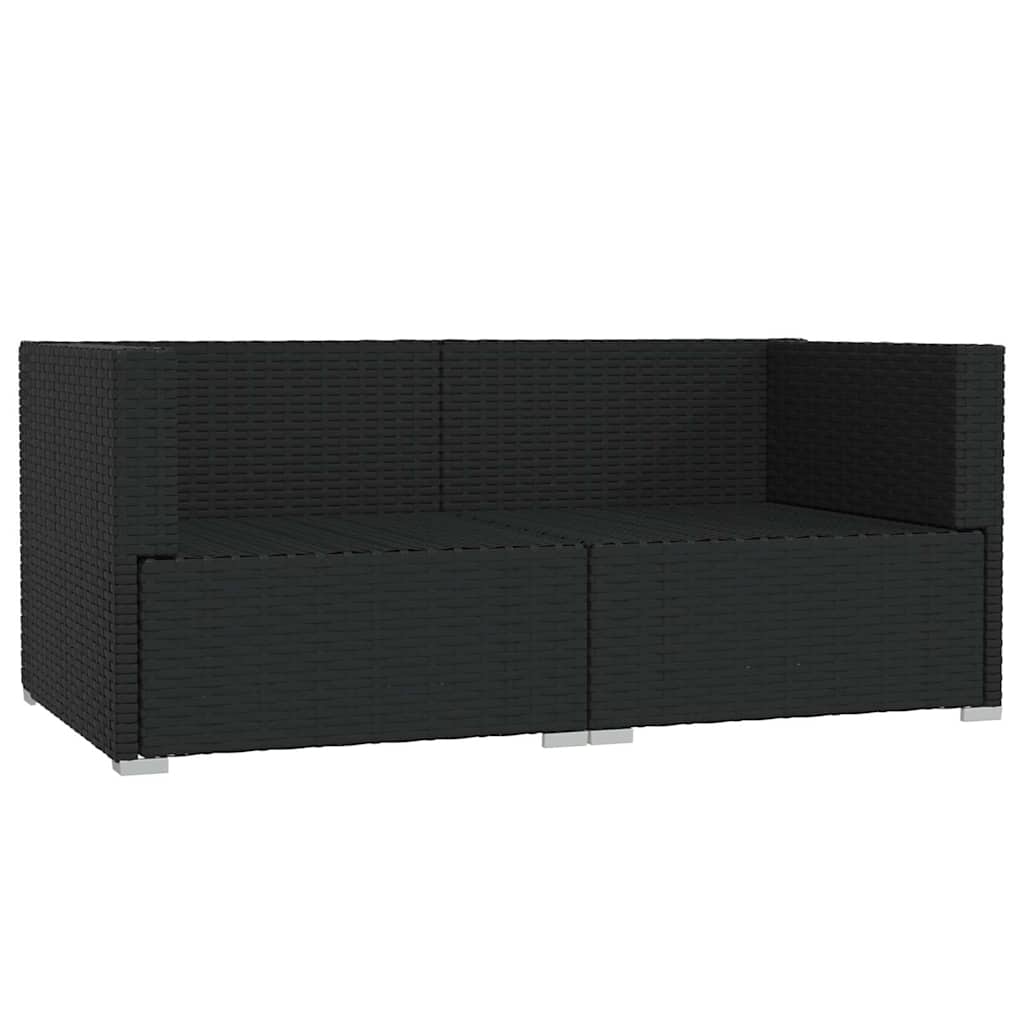 Fekete kétszemélyes polyrattan kanapé párnákkal 4