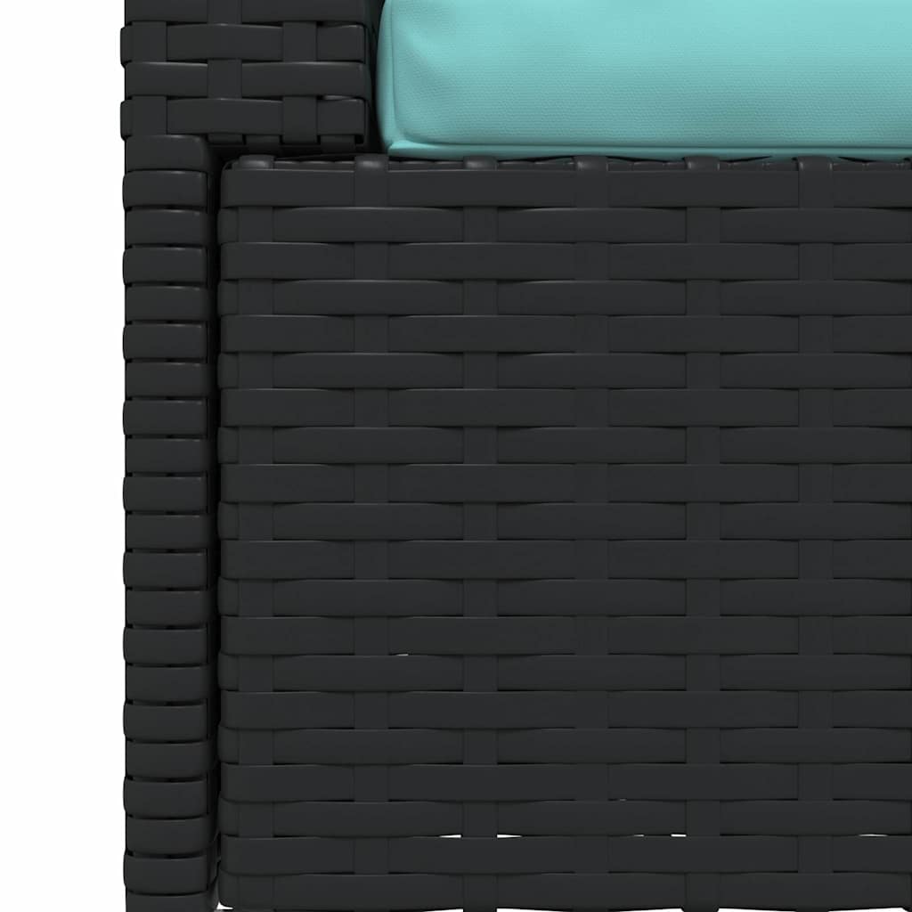 Fekete kétszemélyes polyrattan kanapé párnákkal 8