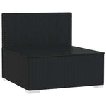 Fekete polyrattan kerti középső kanapé párnákkal 3