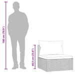 Fekete polyrattan kerti középső kanapé párnákkal 8