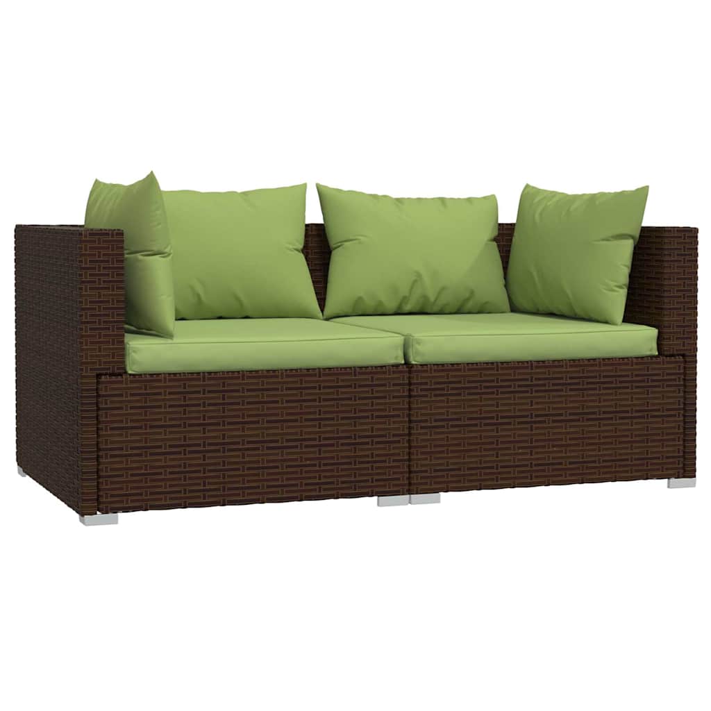 3 részes barna polyrattan kerti ülőgarnitúra párnával 3