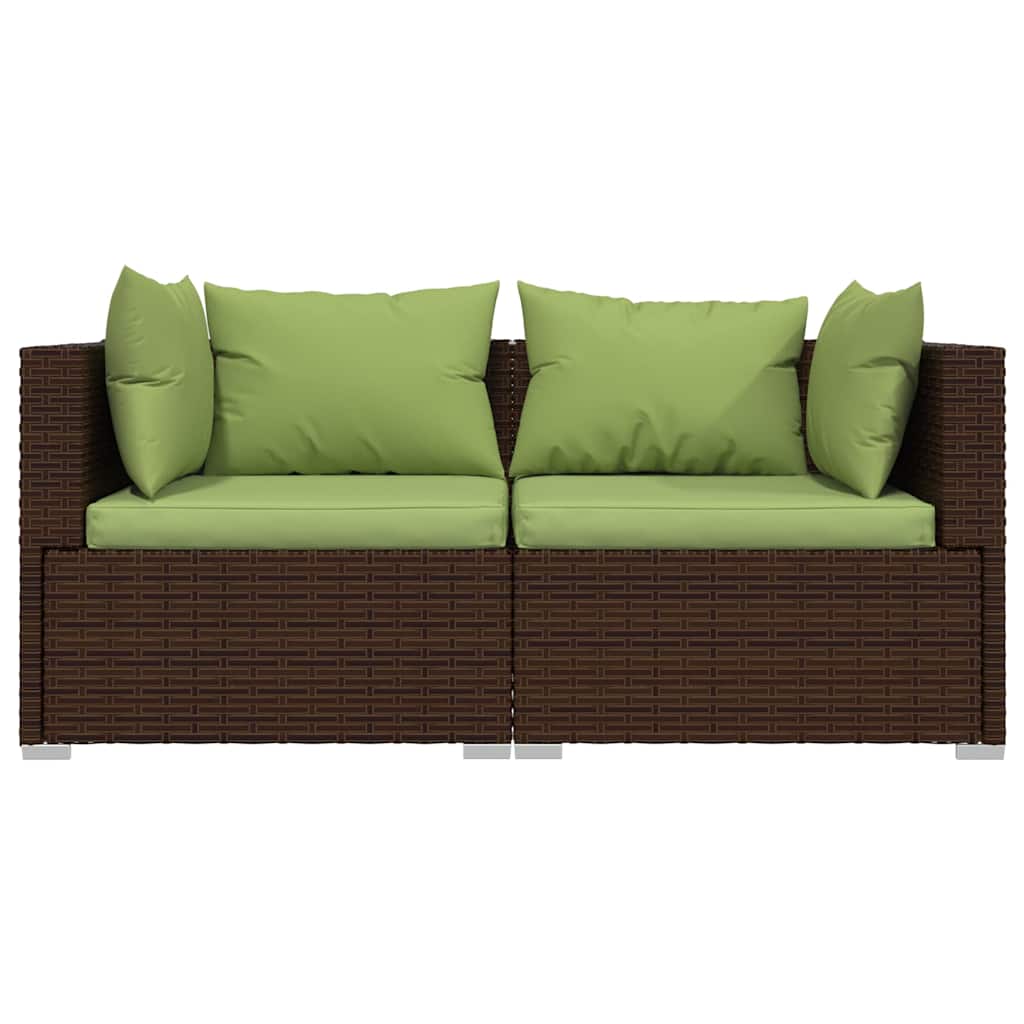 3 részes barna polyrattan kerti ülőgarnitúra párnával 4